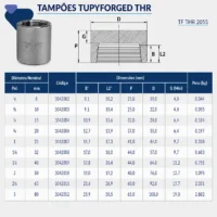 1042-_w Tupy - Tampão TupyForged Classe 3000 THR - Forjado Roscavel NPT