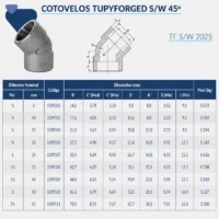 1109-_w Tupy - Cotovelo 45° TupyForged Classe 3000 S/W - Forjado Soldavel