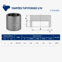1142-_w Tupy - Tampão TupyForged Classe 3000 S/W - Forjado Soldavel