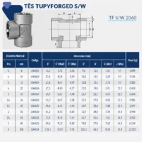 1144-_w Tupy - Tê TupyForged Classe 3000 S/W - Forjado Soldavel