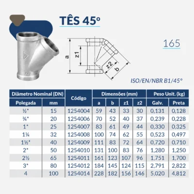 Tupy - Tê 45° BSP