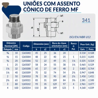 Tupy - União Assento Cônico de Ferro MF BSP