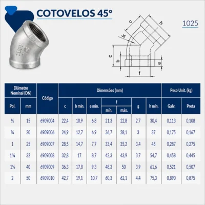 6909-_w Tupy - Cotovelo 45° NPT-150